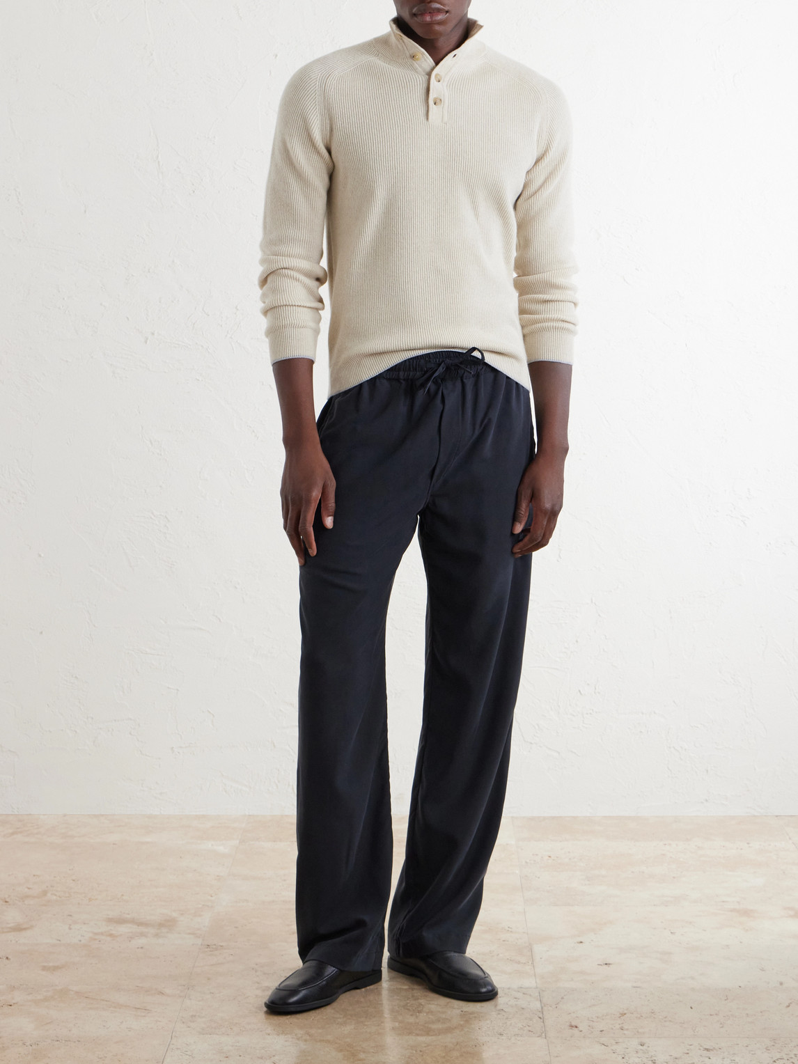 Kyoto Ribbed Cashmere Polo Shirt