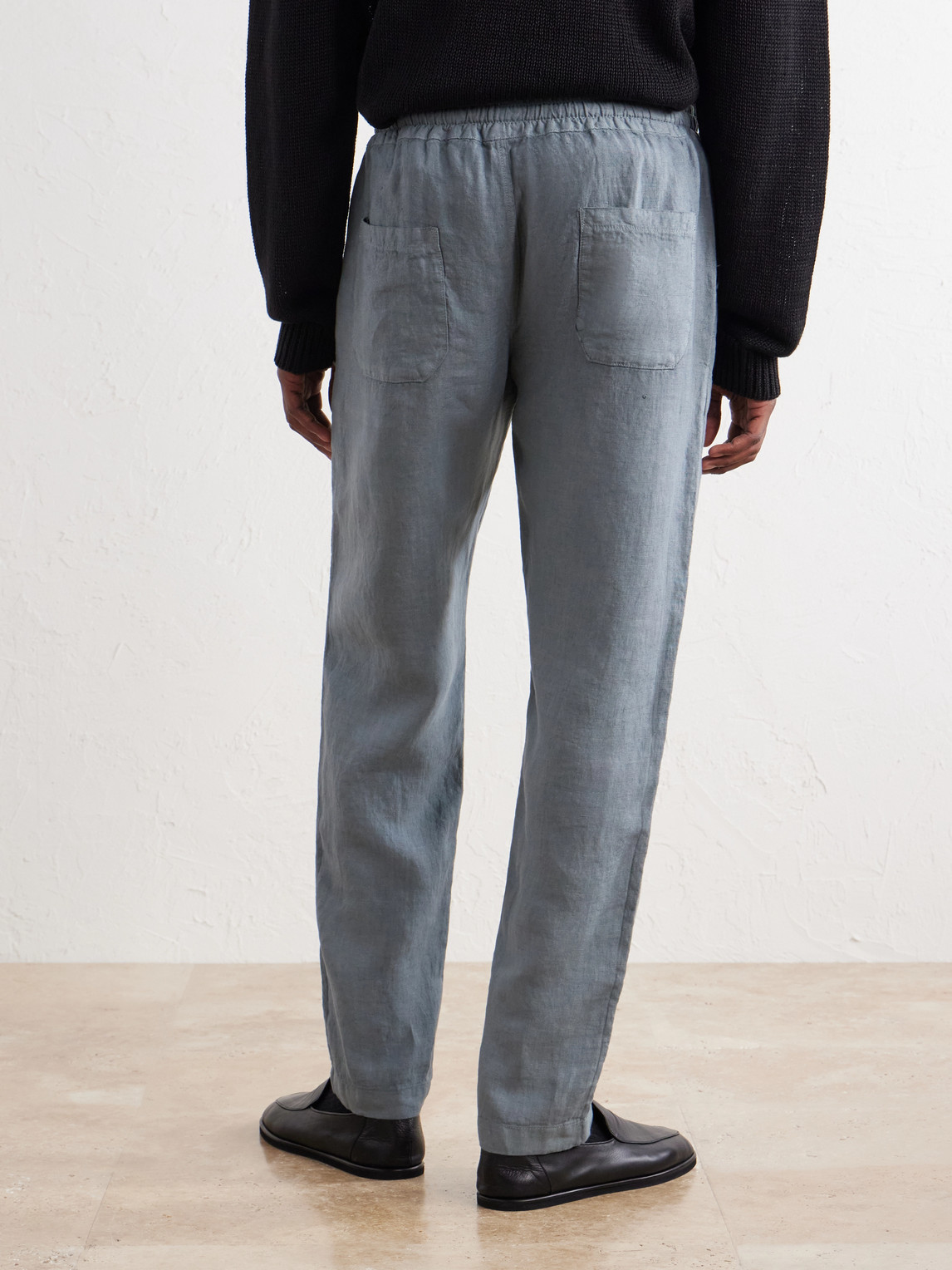 Straight-Leg Linen Drawstring Trousers