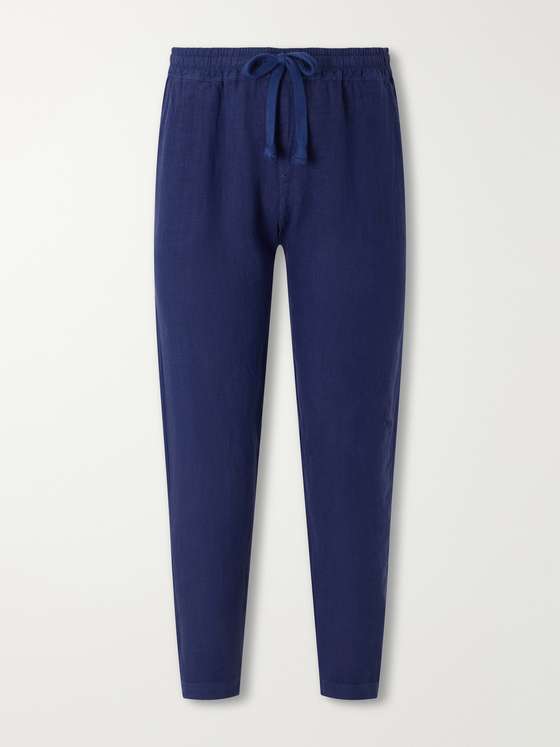 Fedeli Straight-Leg Linen Drawstring Trousers