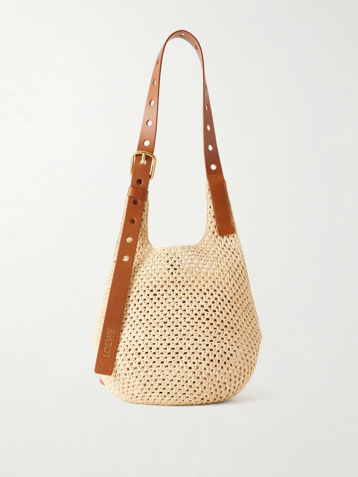 Loewe Paula's Ibiza The Punch Hole Leather-trimmed Raffia Tote In Brown