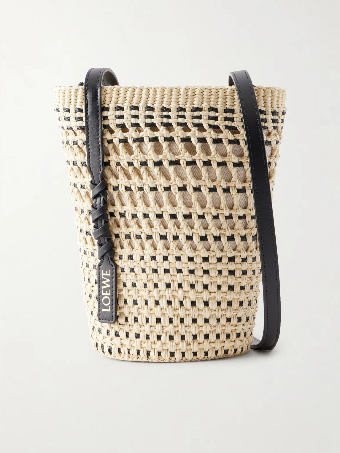 Loewe + Paula's Ibiza Braid Leather-trimmed Raffia Shoulder Bag