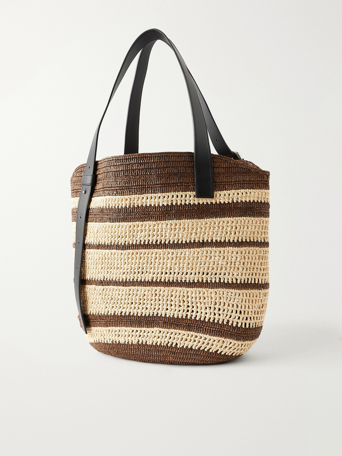 Loewe Loop Basket Striped Shoulder Bag In Brown