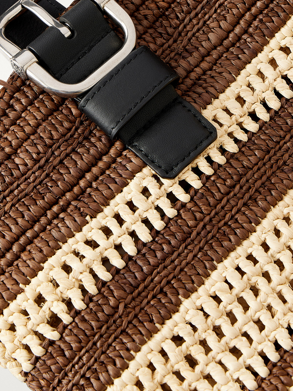 Loewe Loop Basket Striped Shoulder Bag In Brown