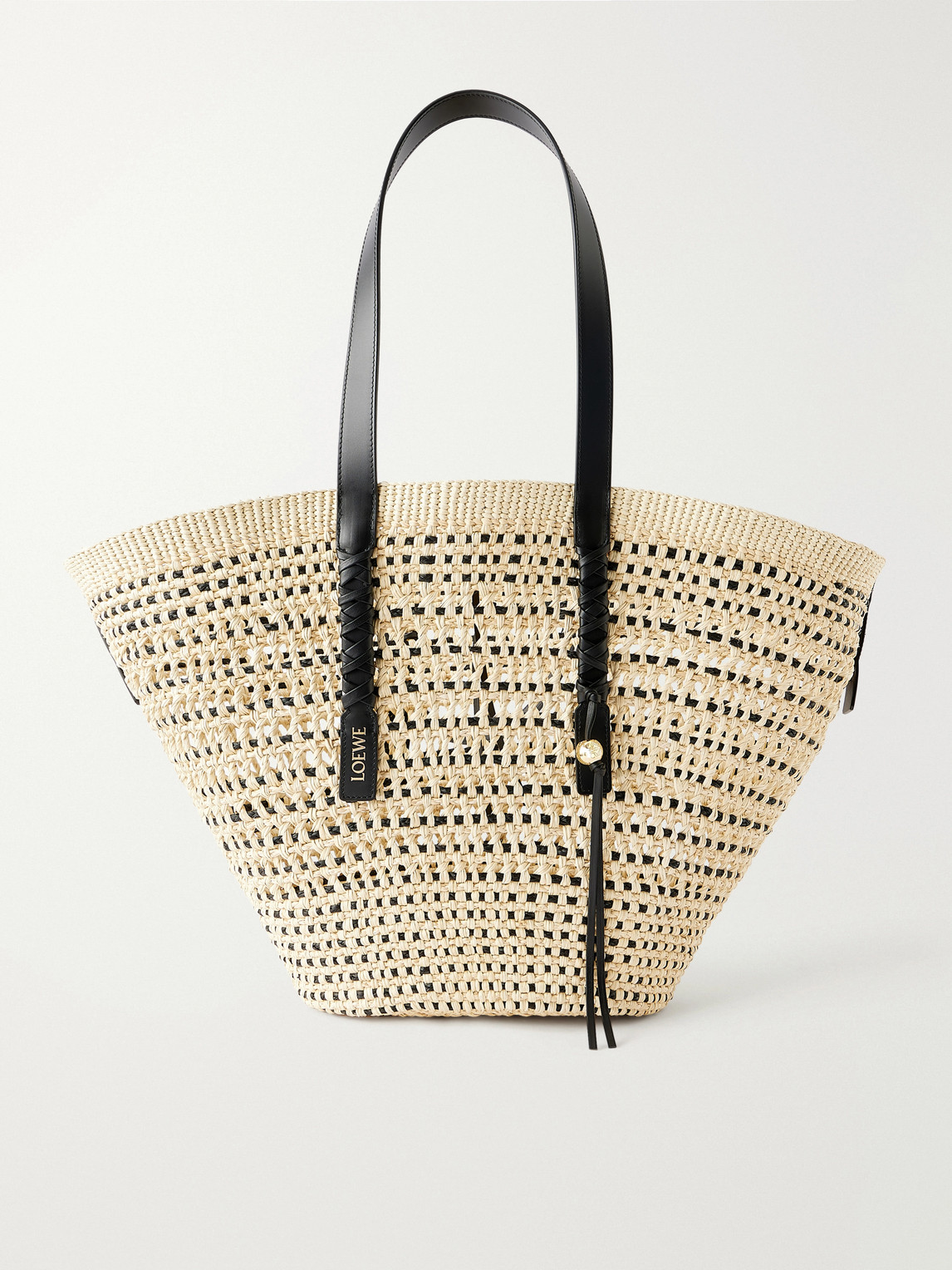 Loewe Paula's Ibiza Braid Basket Leather-trimmed Raffia Tote Bag In White