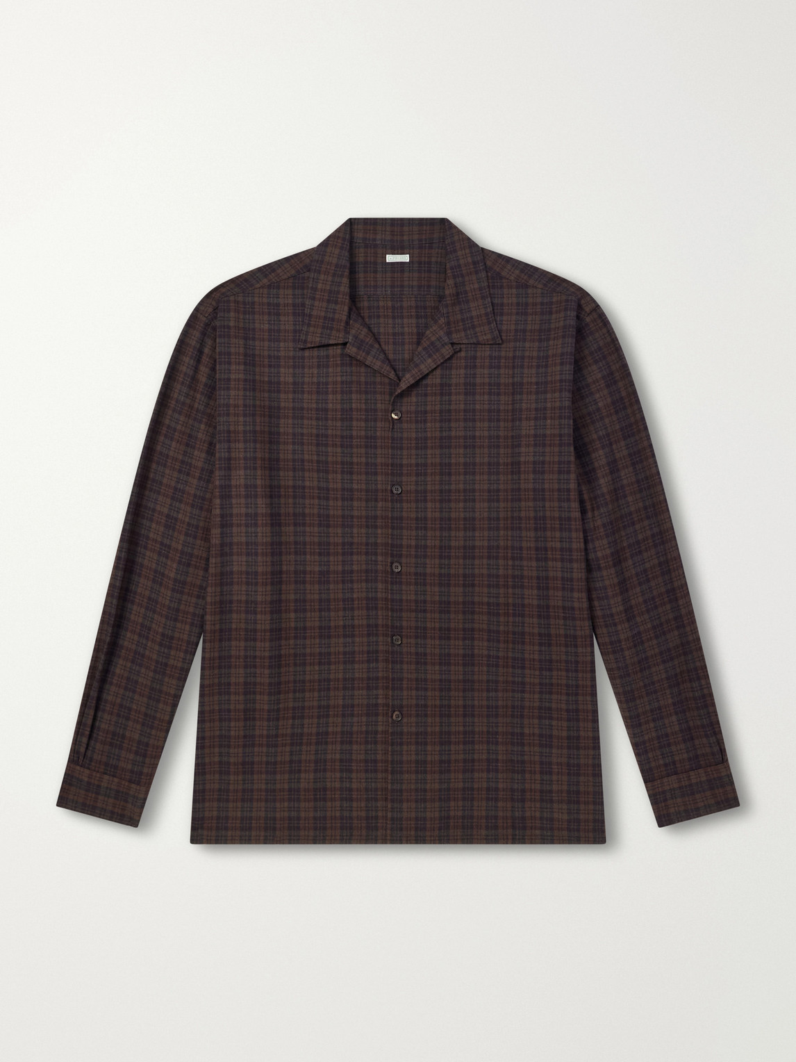 A.PRESSE Camp-Collar Checked Silk Shirt - Men
