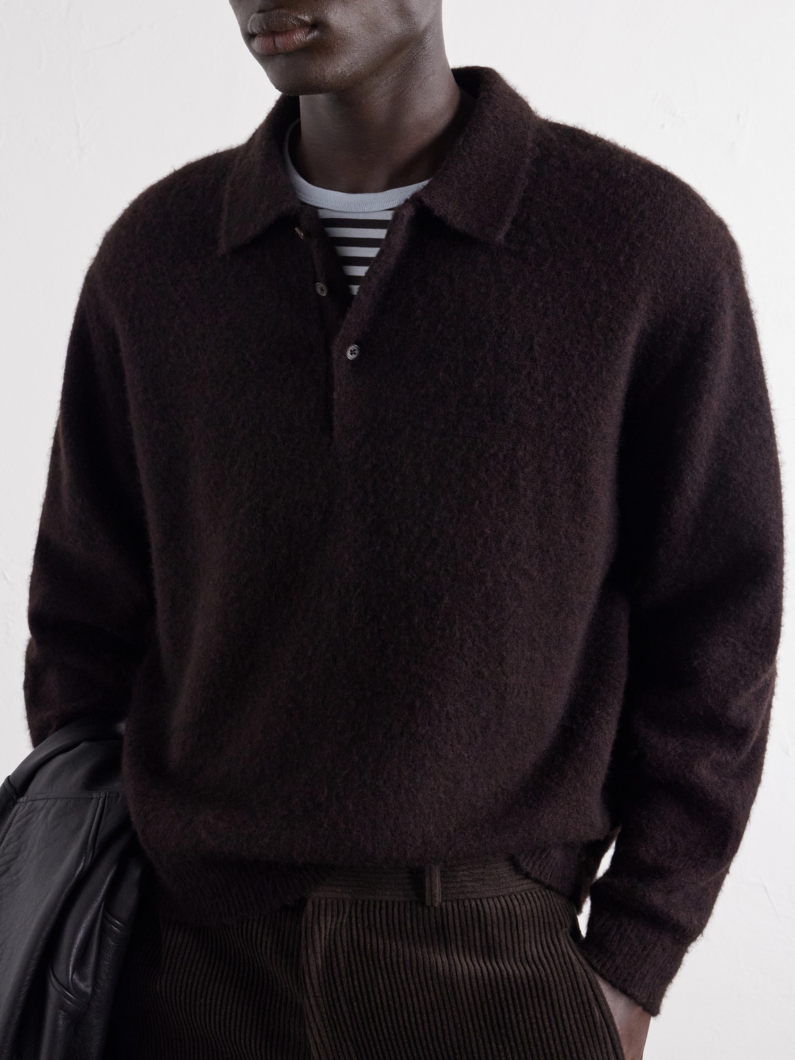 Brushed Cashmere Polo Sweater