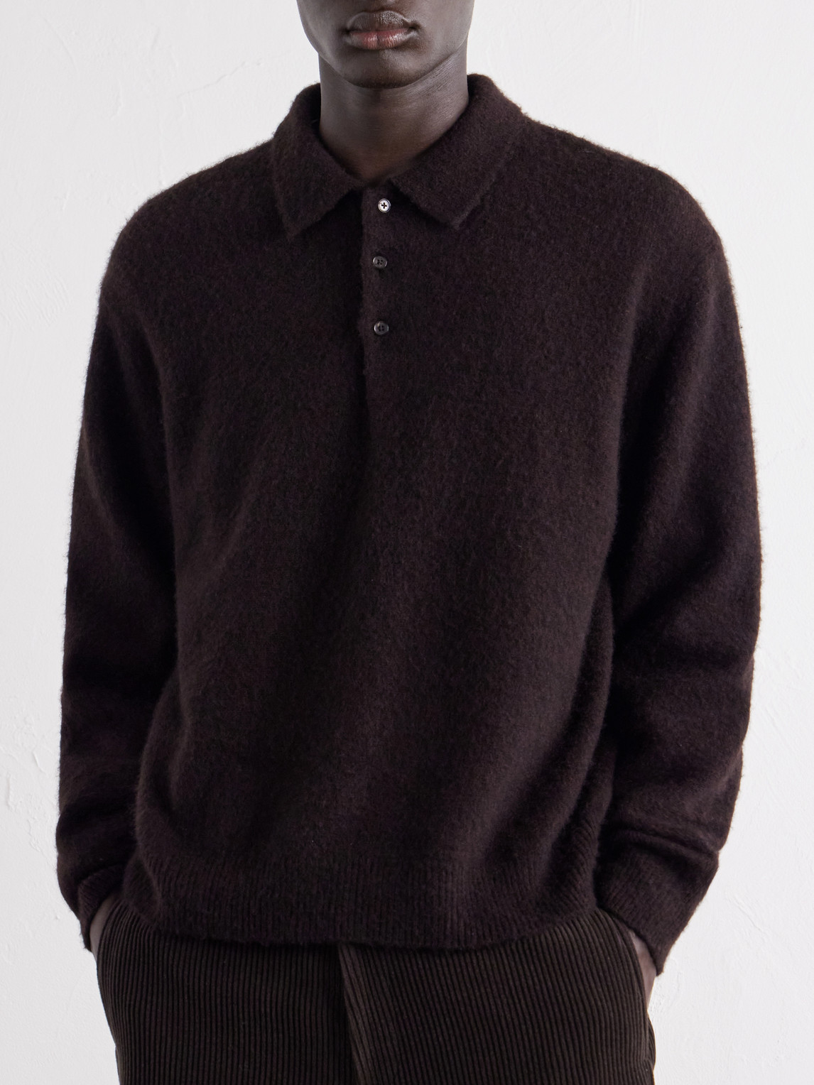 Brushed Cashmere Polo Sweater