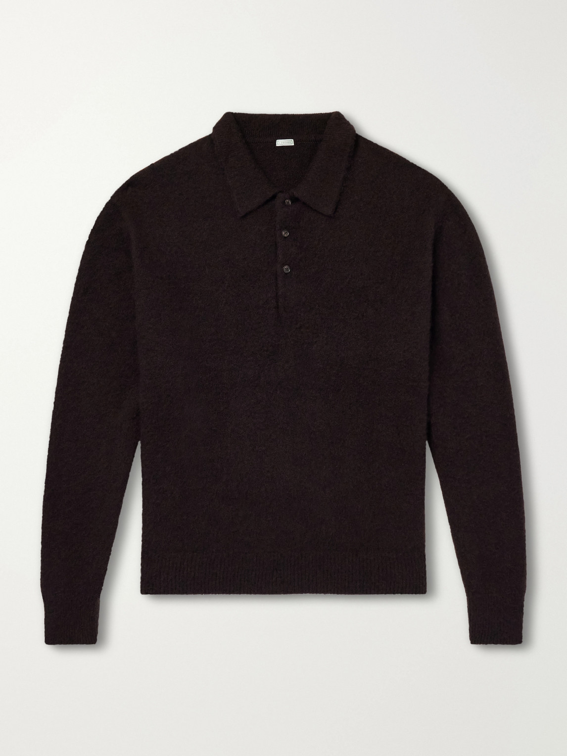 A.presse Brushed Cashmere Polo Sweater In Brown
