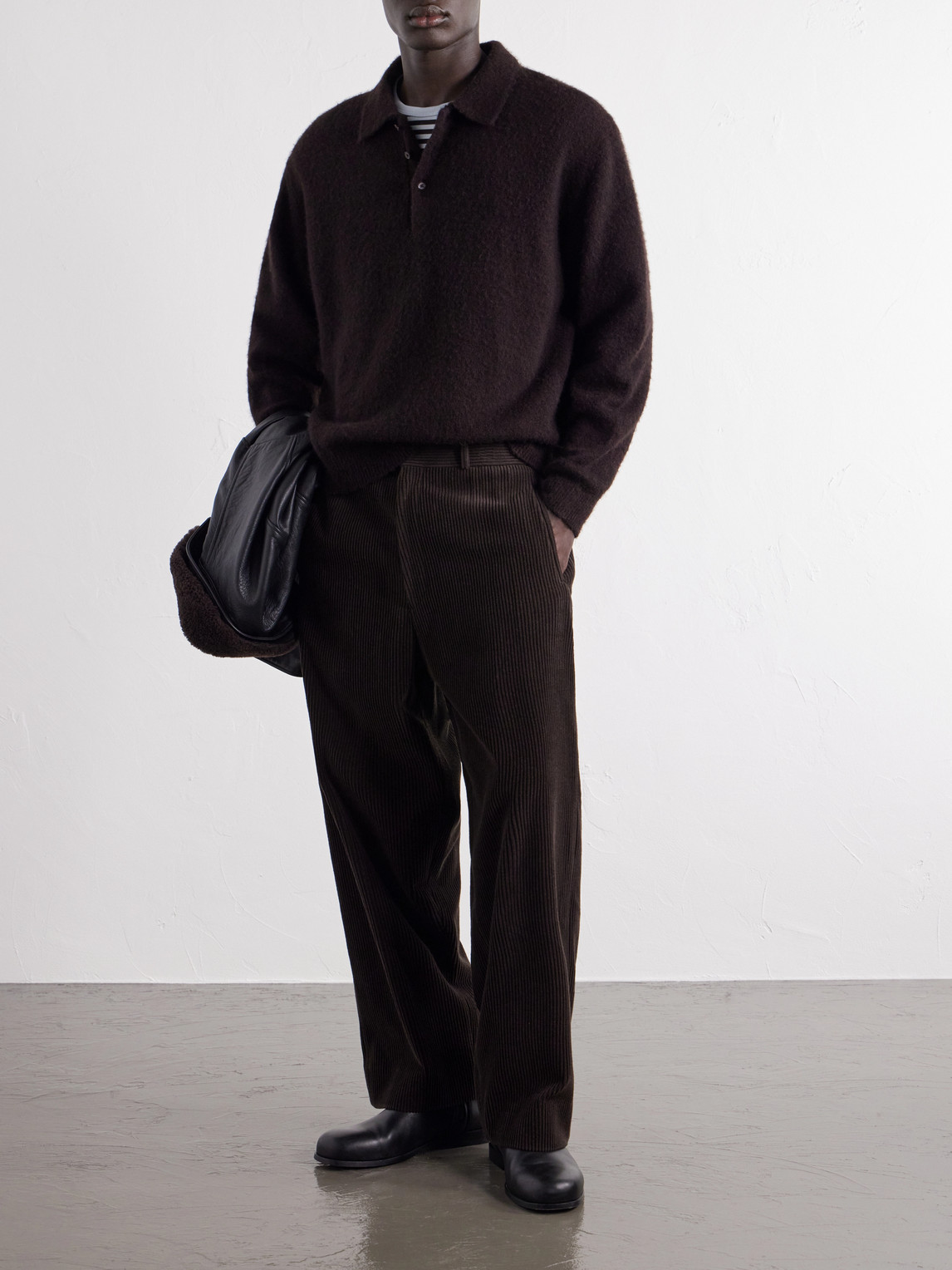 Brushed Cashmere Polo Sweater