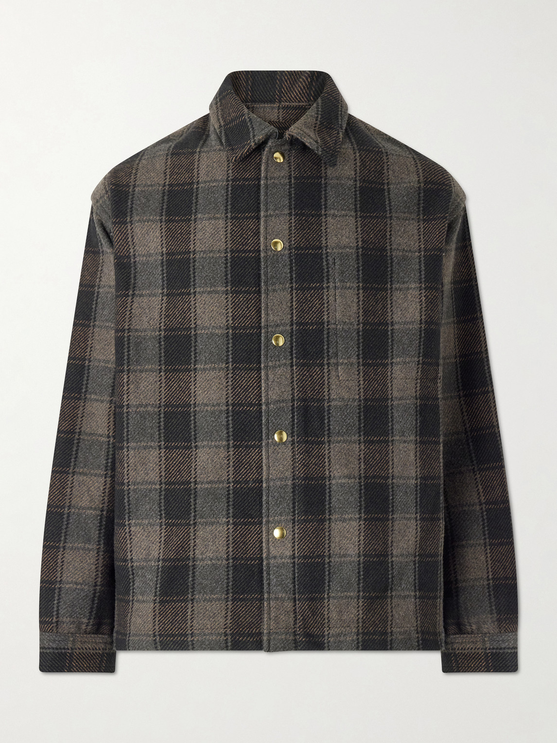 A.presse Checked Wool And Cashmere-blend Flannel Overshirt In Brown