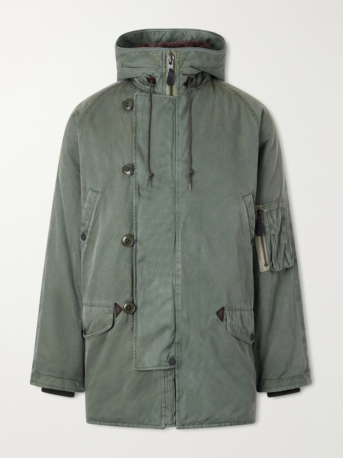 A.presse Vintage Silk And Cotton-blend Twill N-3b Flight Jacket In Green