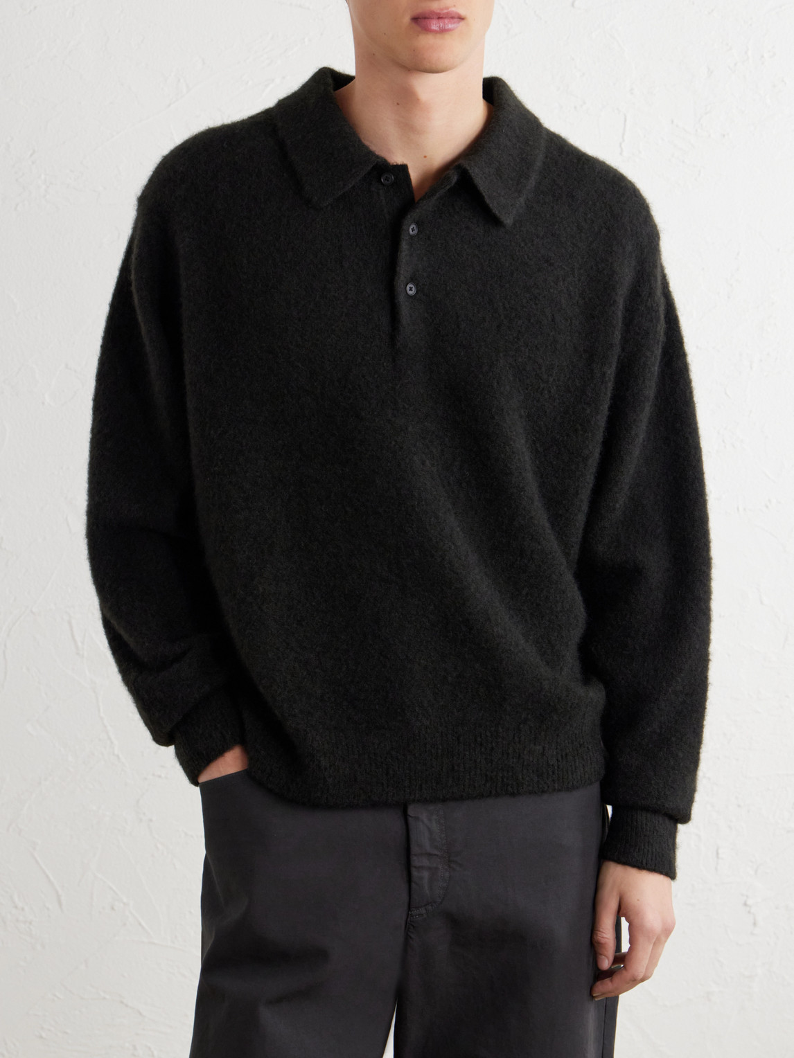 Brushed Cashmere Polo Sweater