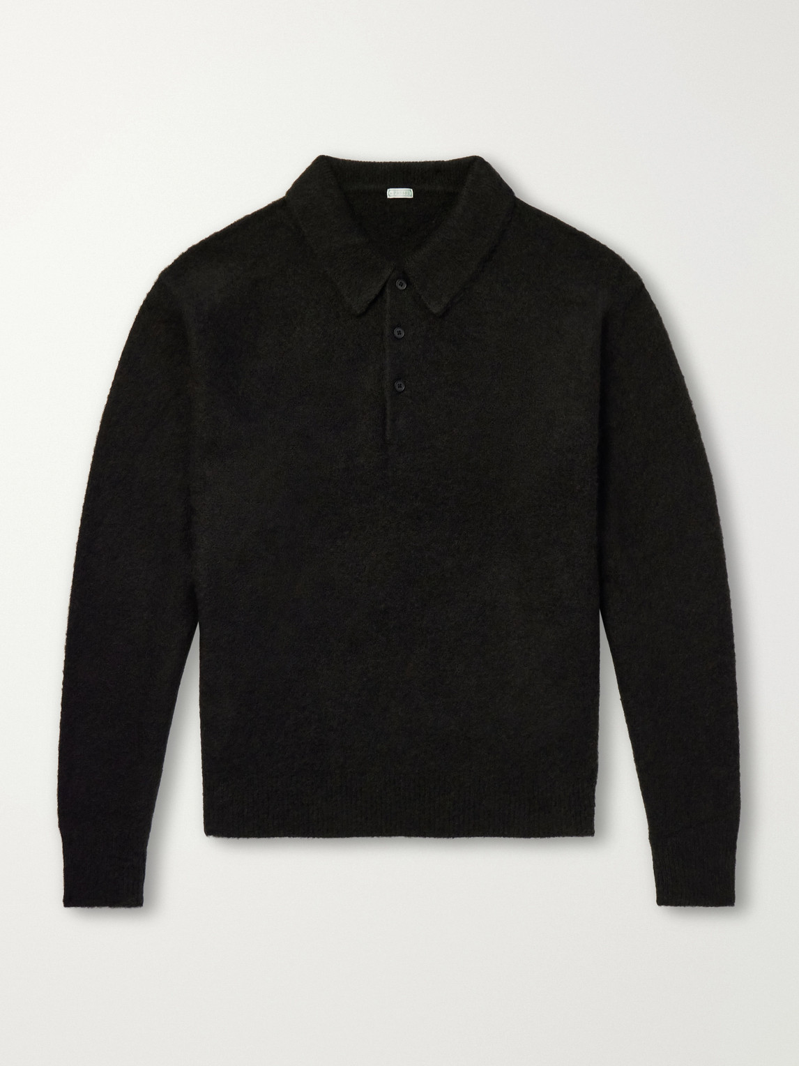 A.presse Brushed Cashmere Polo Sweater In Black