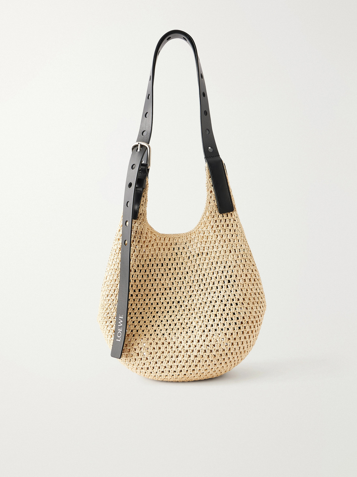 Loewe Paula's Ibiza Leather-trimmed Woven Raffia Tote Bag In White