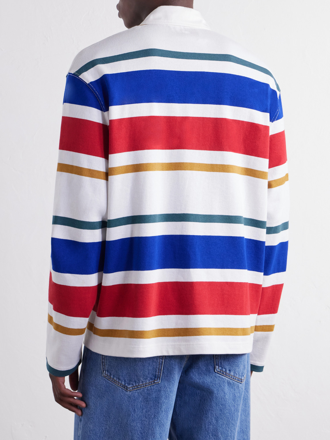 Logo-Appliqué Striped Cotton-Jersey Polo Shirt