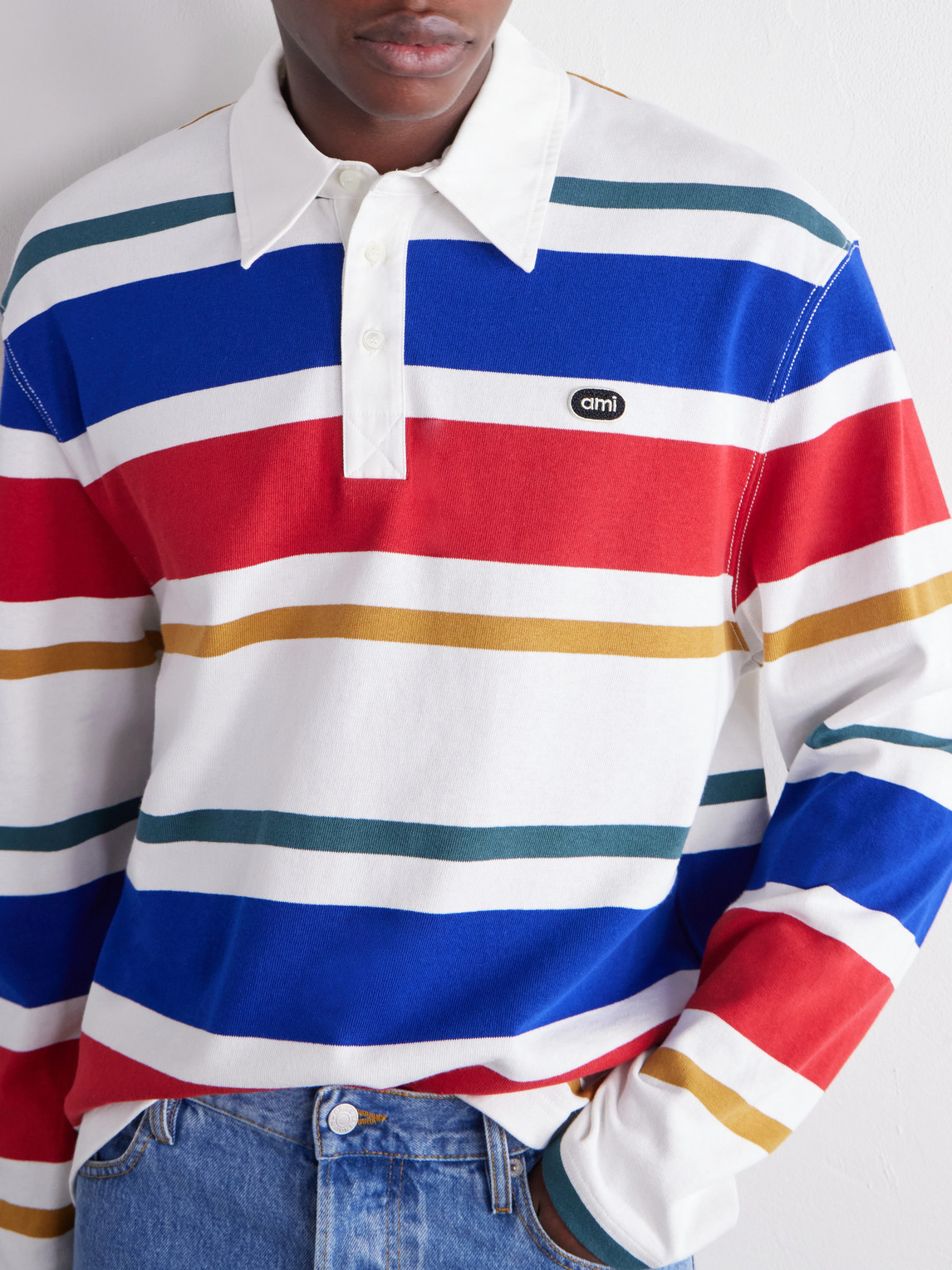 Logo-Appliqué Striped Cotton-Jersey Polo Shirt