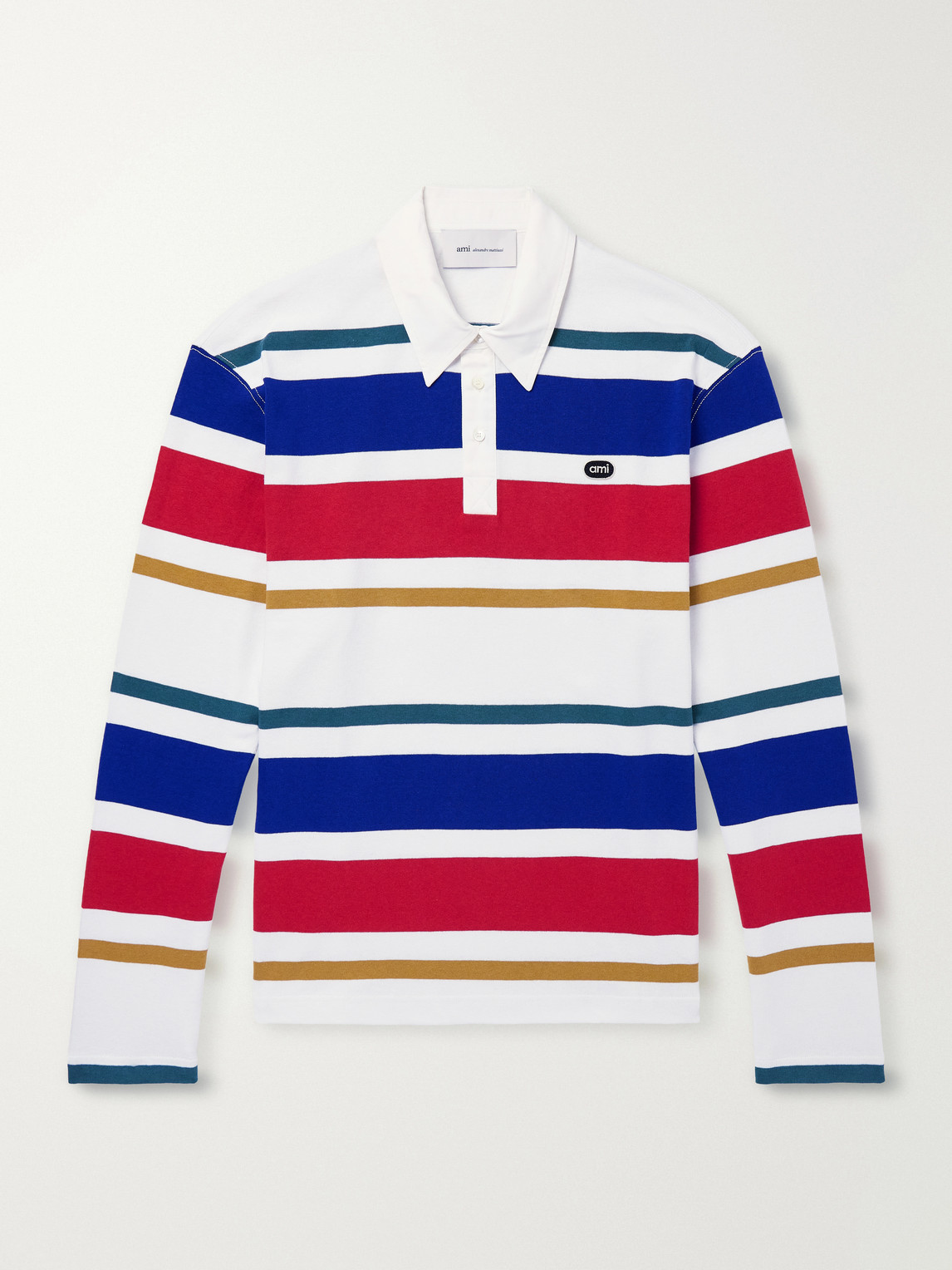 Logo-Appliqué Striped Cotton-Jersey Polo Shirt