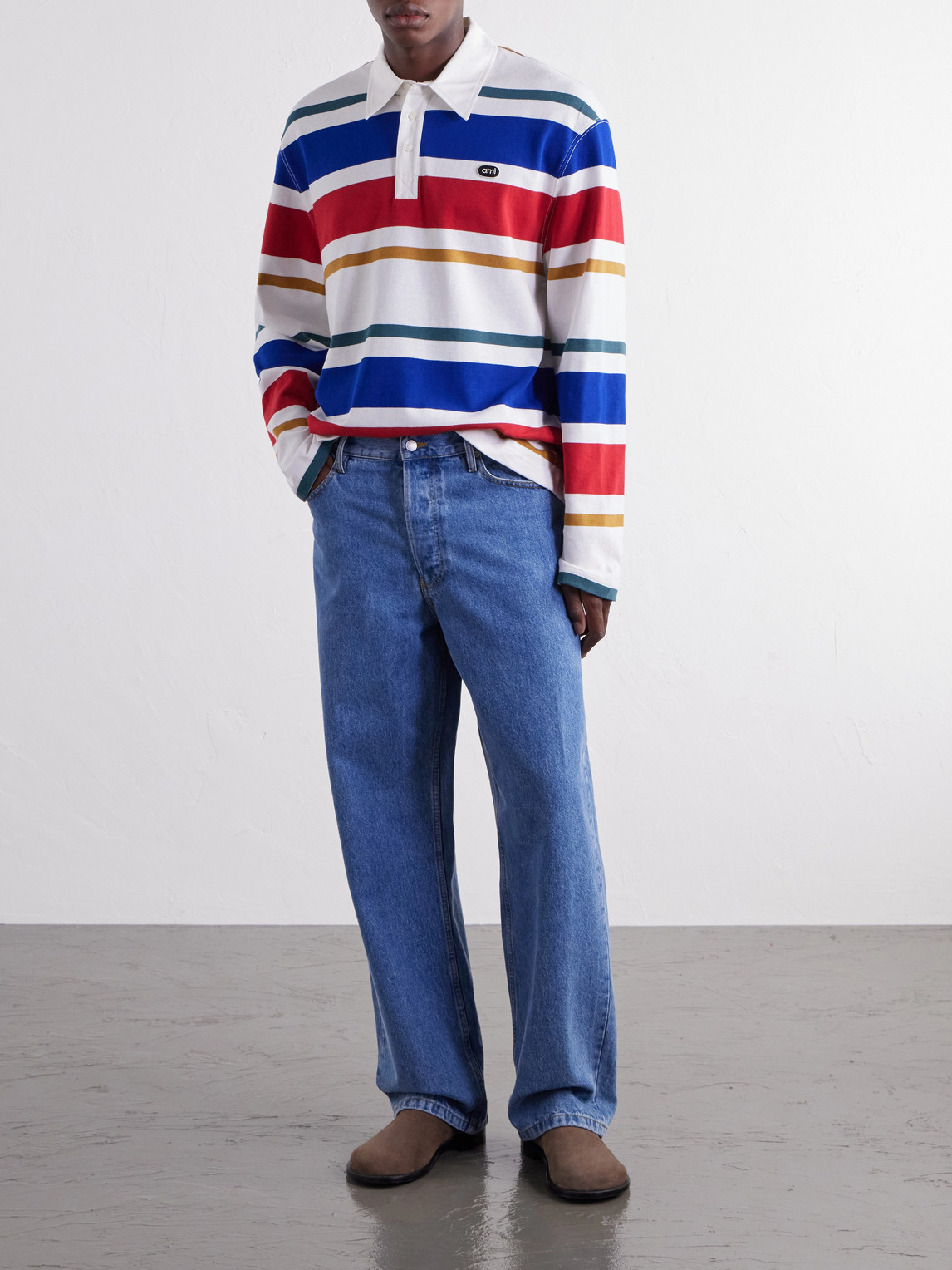 Logo-Appliqué Striped Cotton-Jersey Polo Shirt