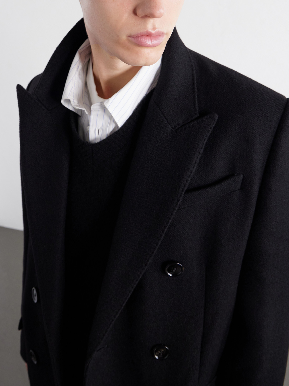 Double-Breasted Virgin Wool-Gabardine Coat