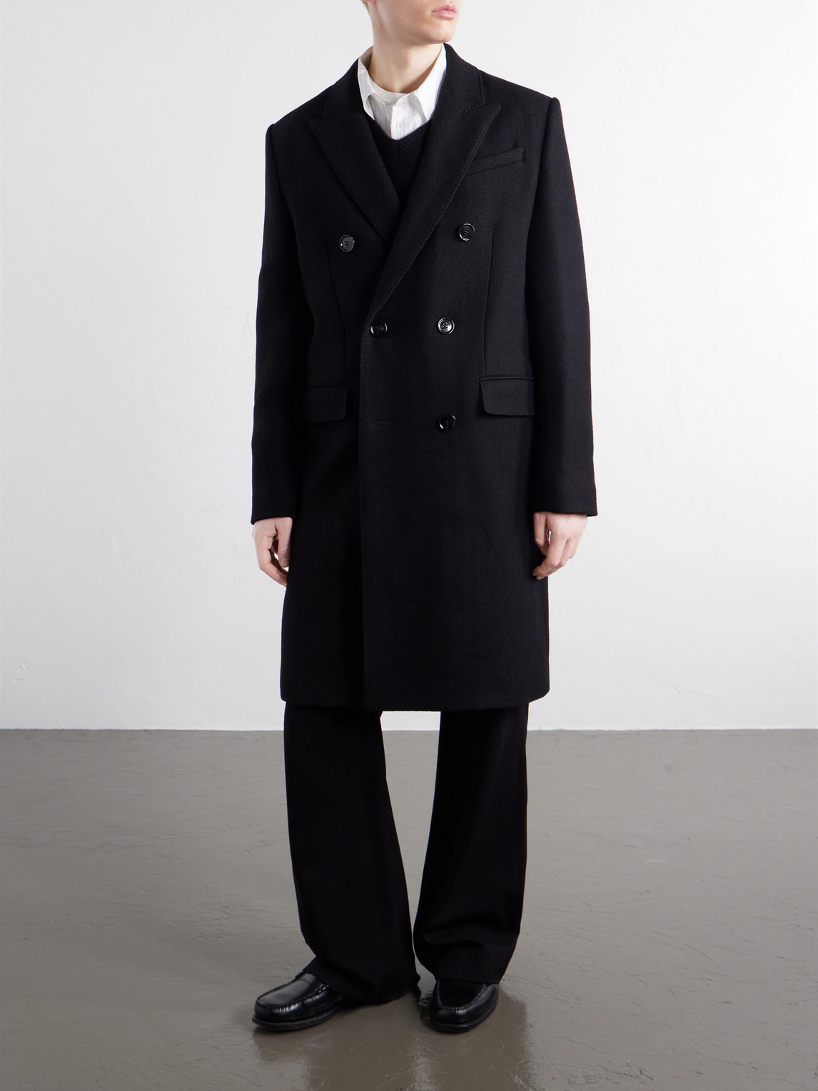 Double-Breasted Virgin Wool-Gabardine Coat