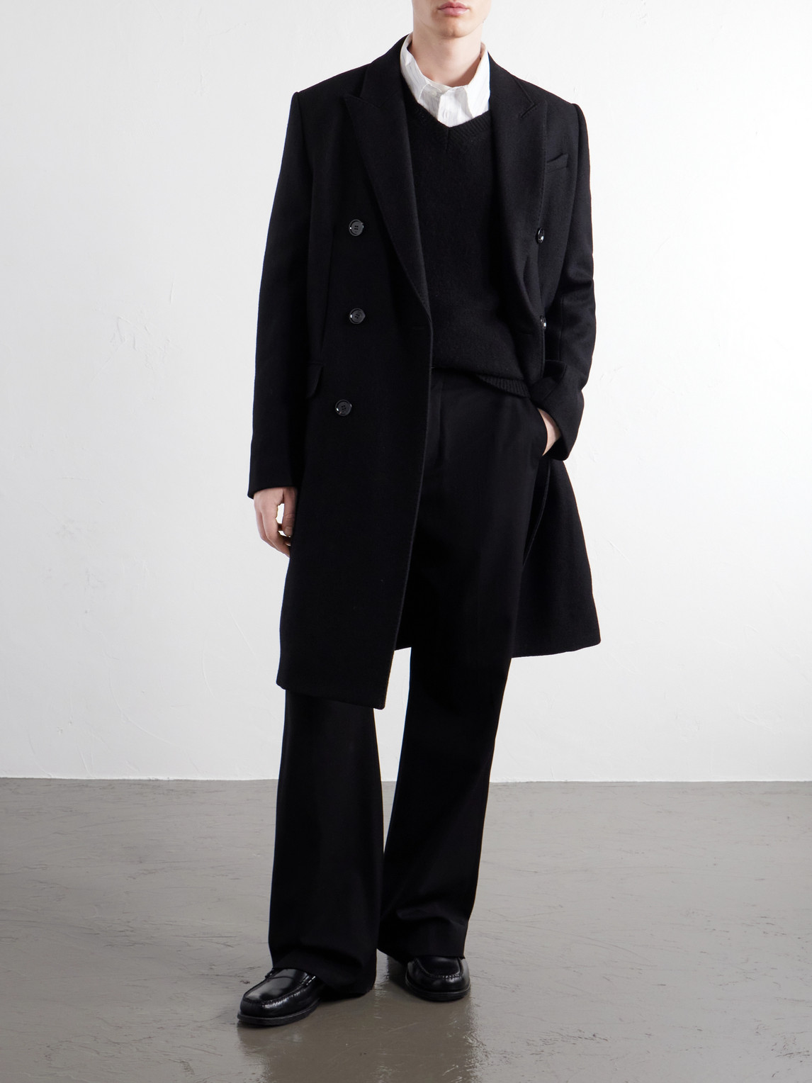 Double-Breasted Virgin Wool-Gabardine Coat