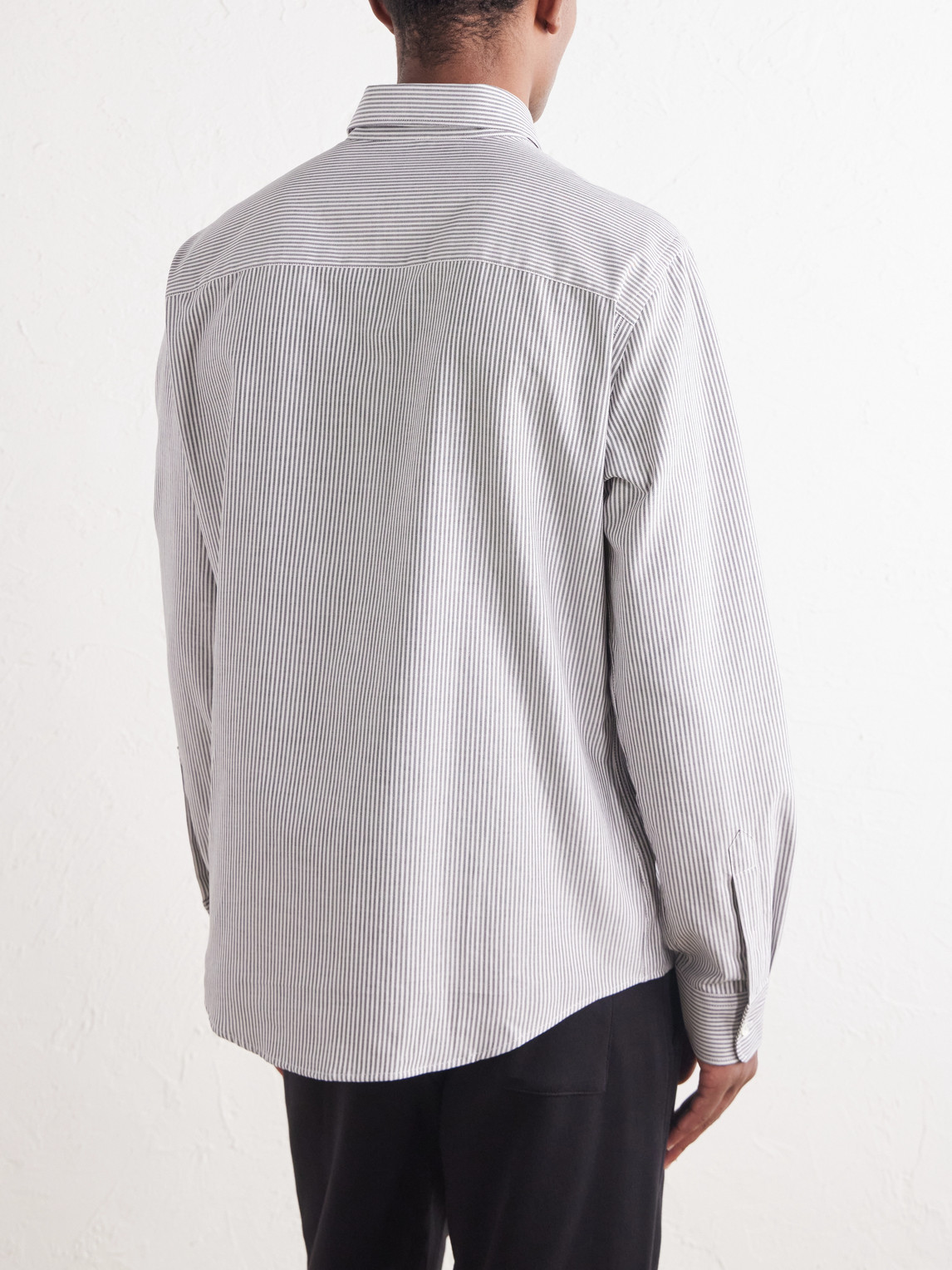 Logo-Embroidered Striped Cotton-Oxford Shirt