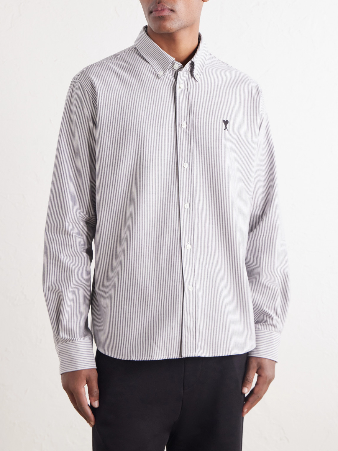 Logo-Embroidered Striped Cotton-Oxford Shirt