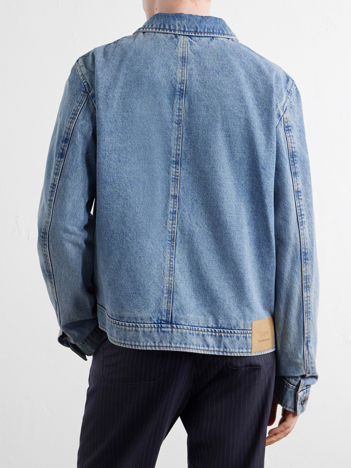Logo-Embroidered Washed-Denim Jacket