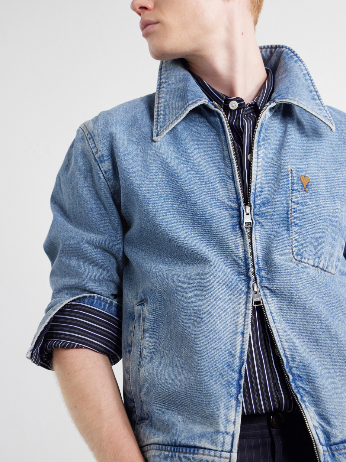 Logo-Embroidered Washed-Denim Jacket