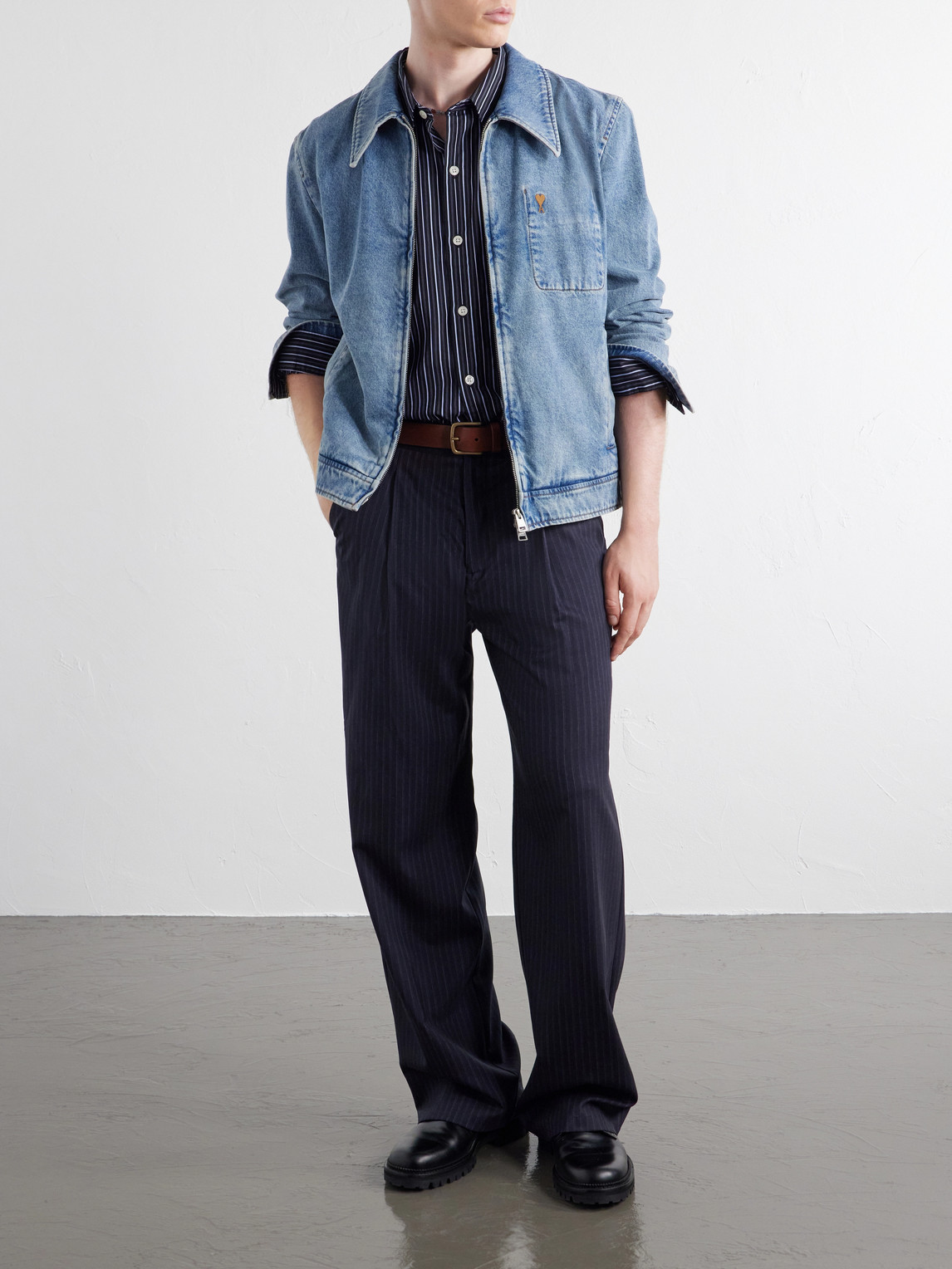 Logo-Embroidered Washed-Denim Jacket