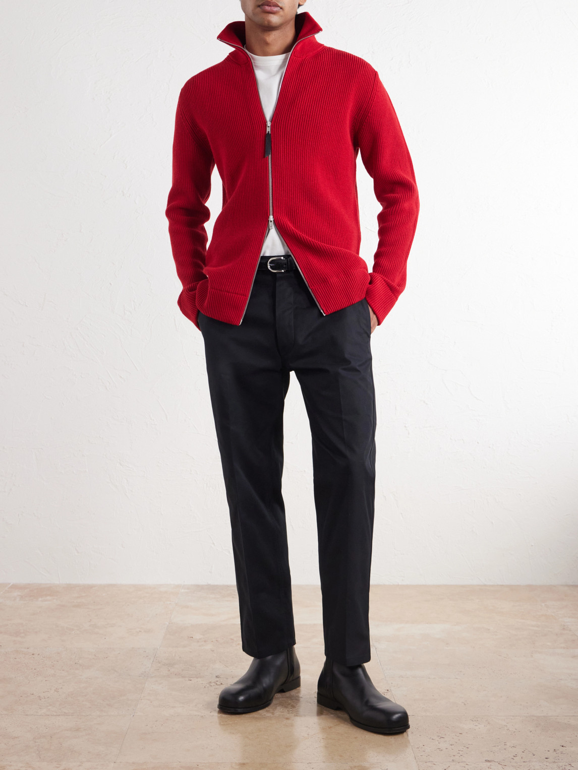 Parisian-Fit Straight-Leg Cotton-Gabardine Trousers