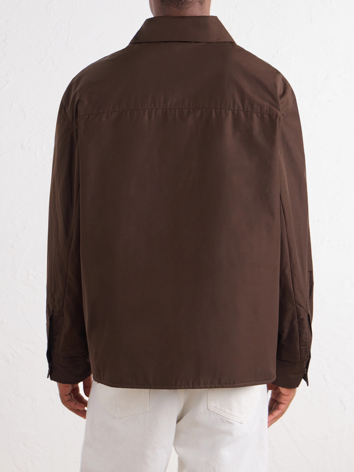 Logo-Embroidered Padded Canvas Overshirt