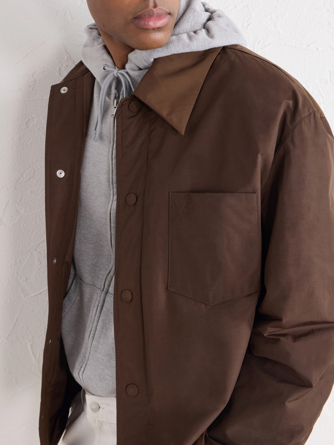 Logo-Embroidered Padded Canvas Overshirt