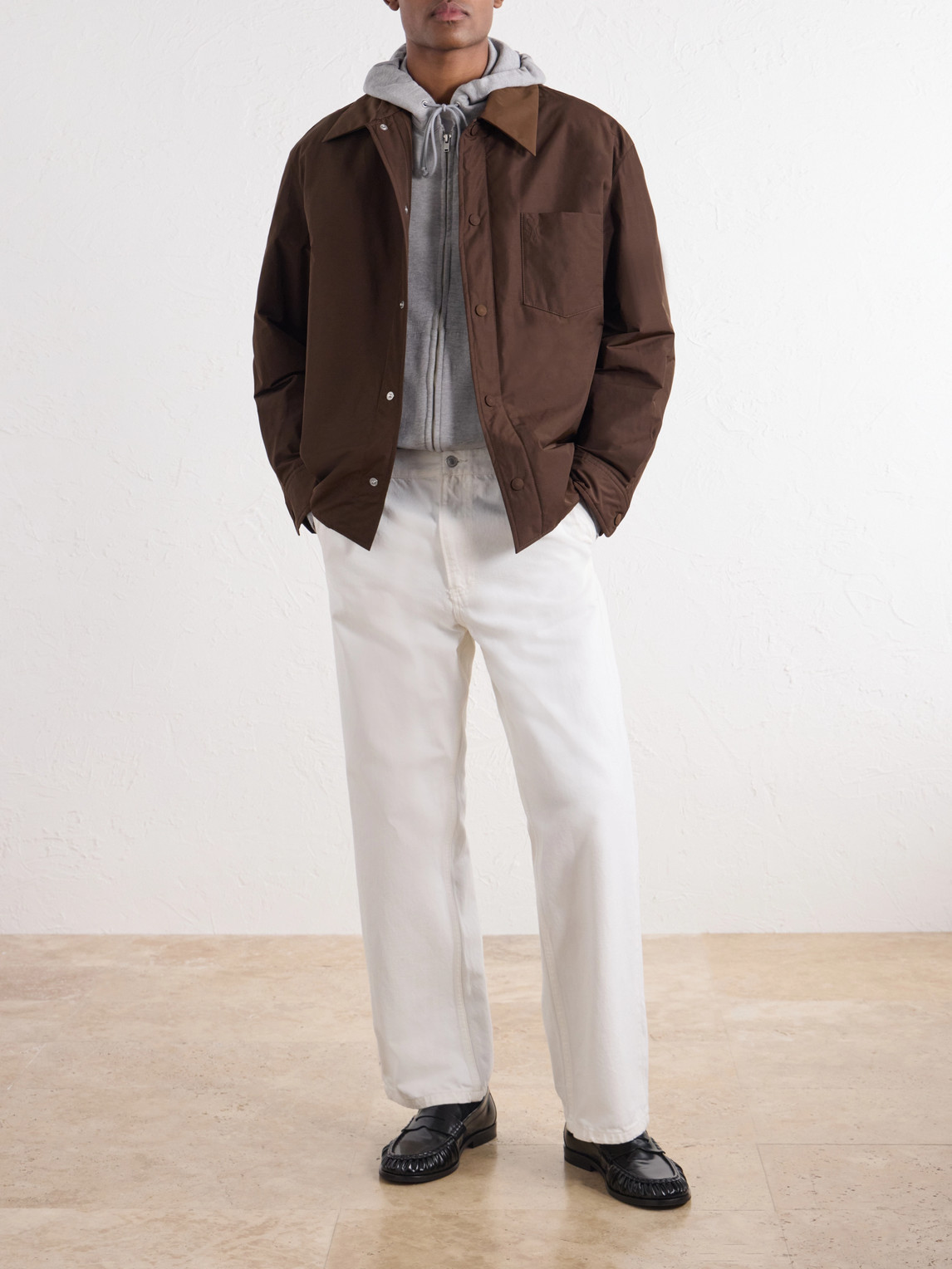 Logo-Embroidered Padded Canvas Overshirt