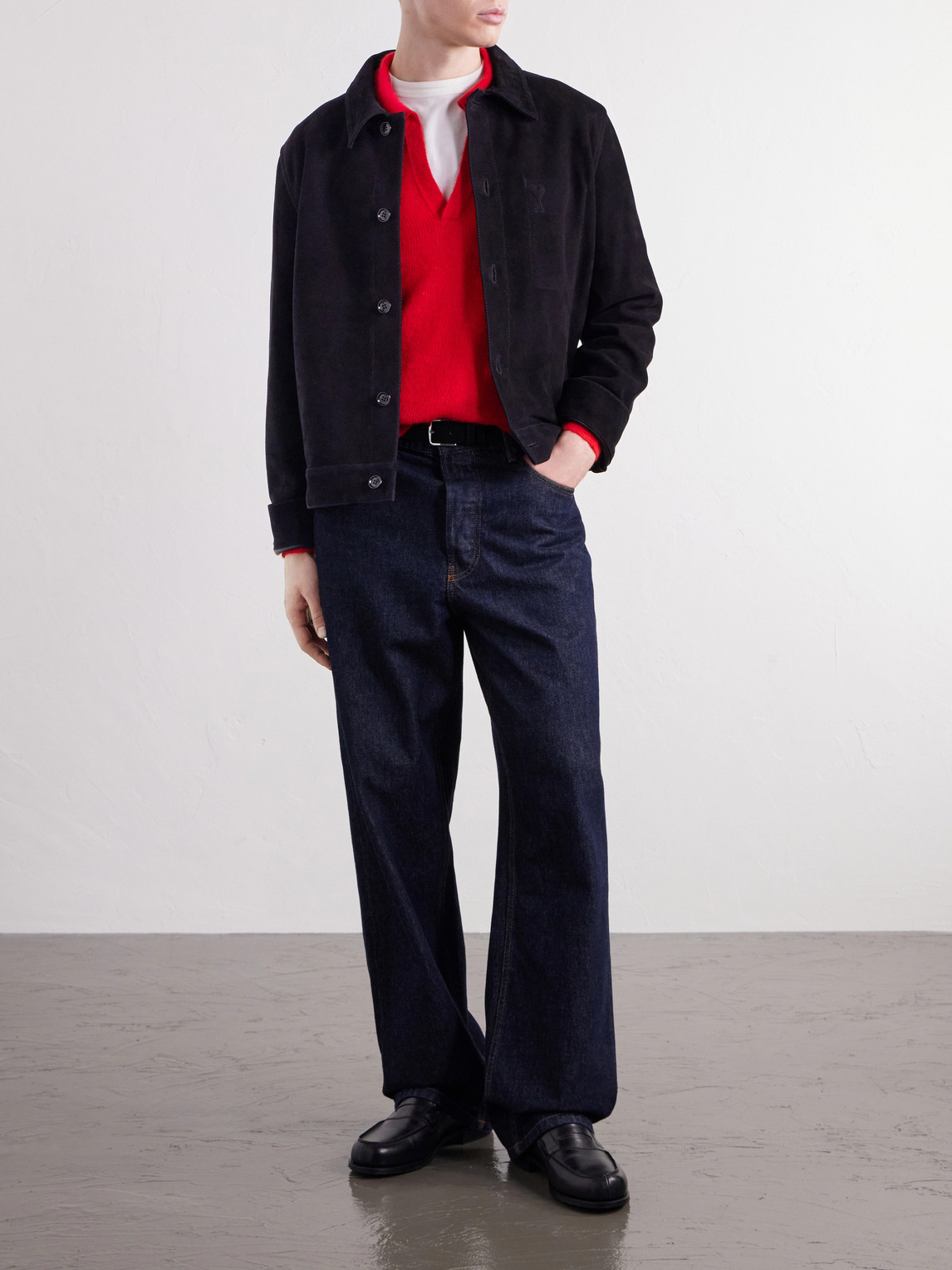 Logo-Embossed Suede Jacket