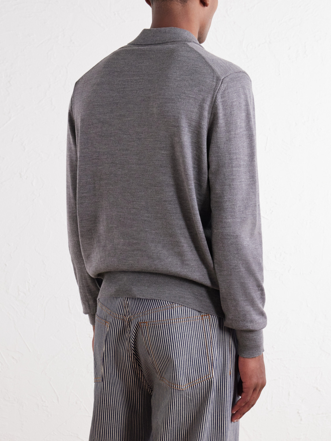 Logo-Embroidered Merino Wool Polo Shirt