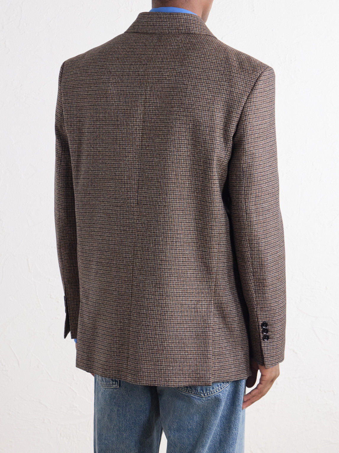 Double-Breasted Houndstooth Virgin Blazer