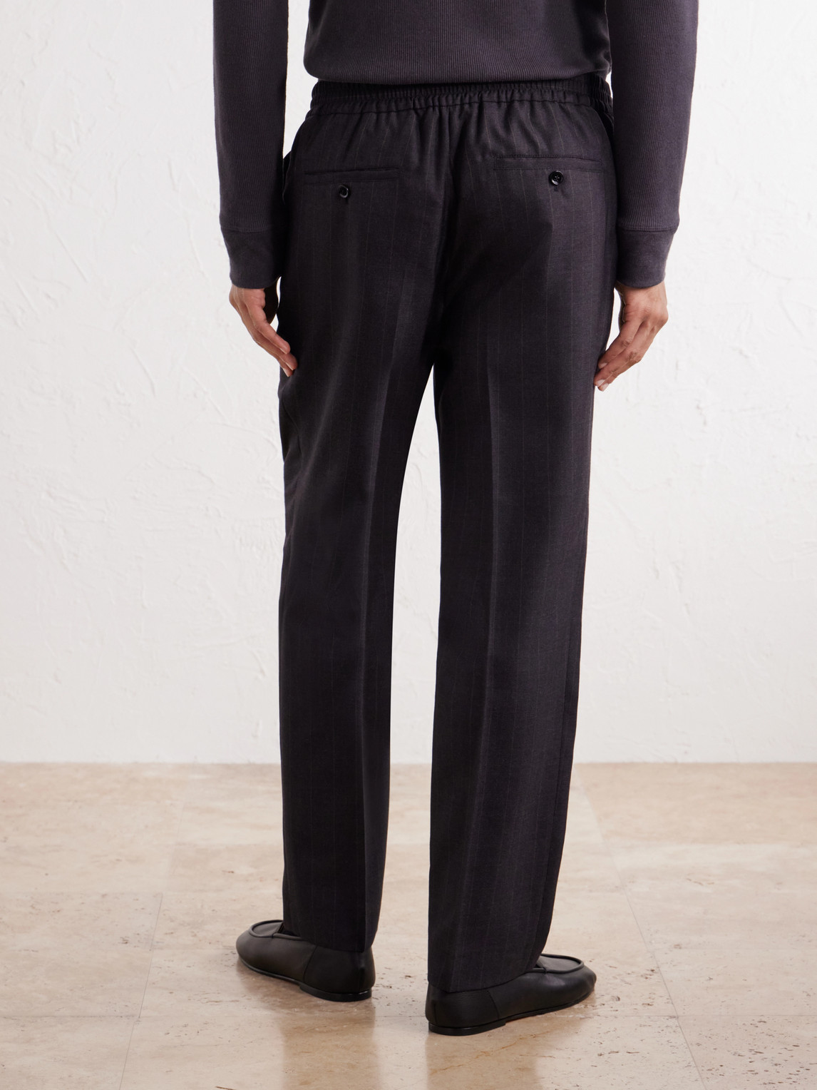 Tapered Pinstriped Wool-Blend Trousers