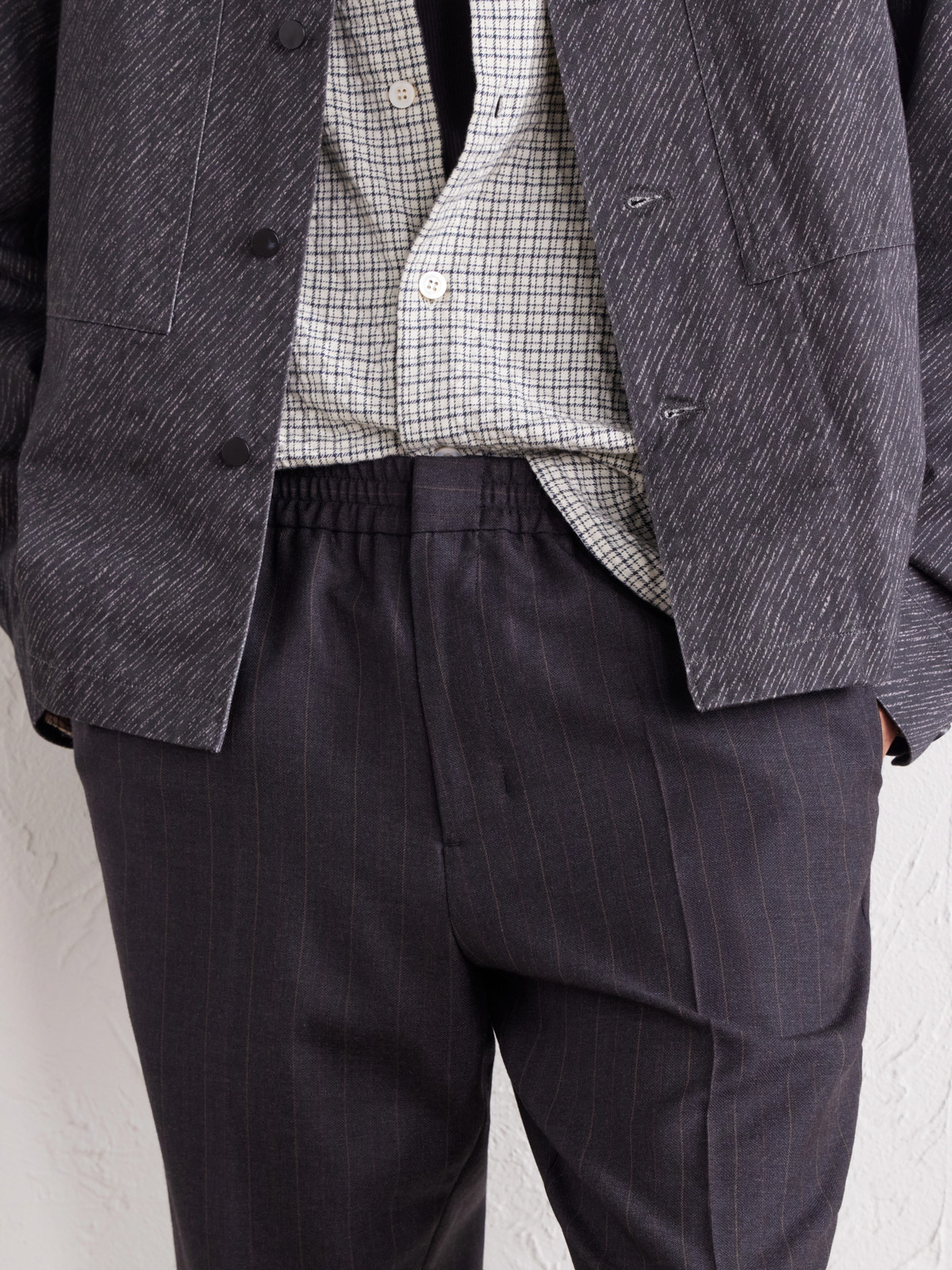 Tapered Pinstriped Wool-Blend Trousers