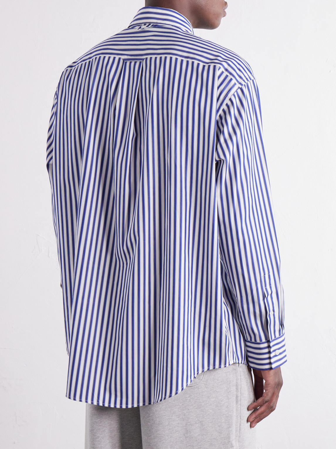 Logo-Embroidered Striped Cotton Shirt