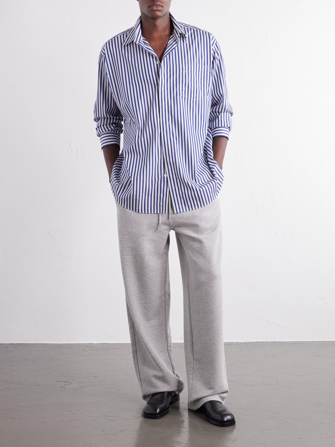 Logo-Embroidered Striped Cotton Shirt