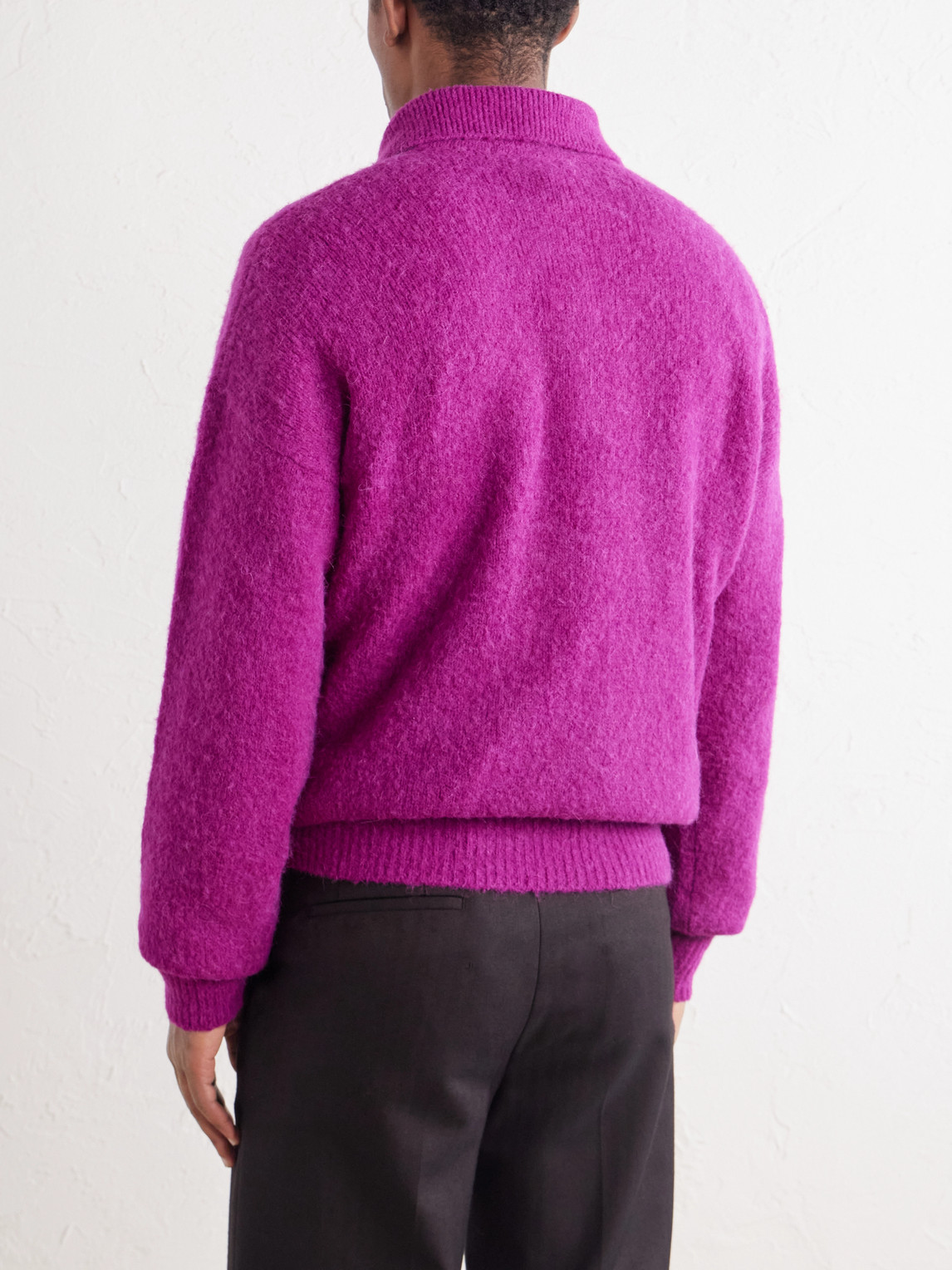 Logo-Embroidered Brushed Wool-Blend Polo Shirt