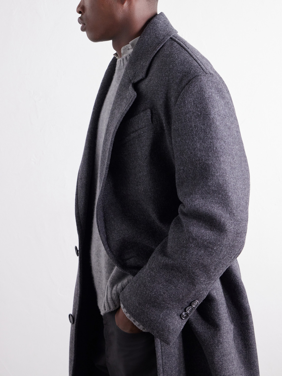 Boiled Virgin Wool-Gabardine Coat