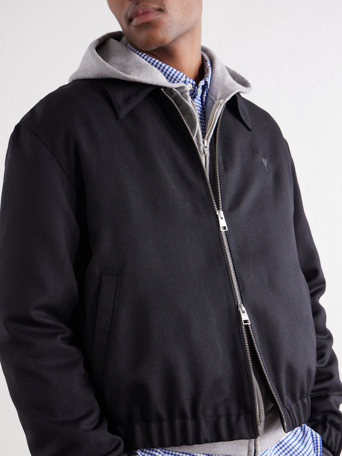 Ami De Coeur Logo-Embroidered Virgin Wool-Gabardine Jacket
