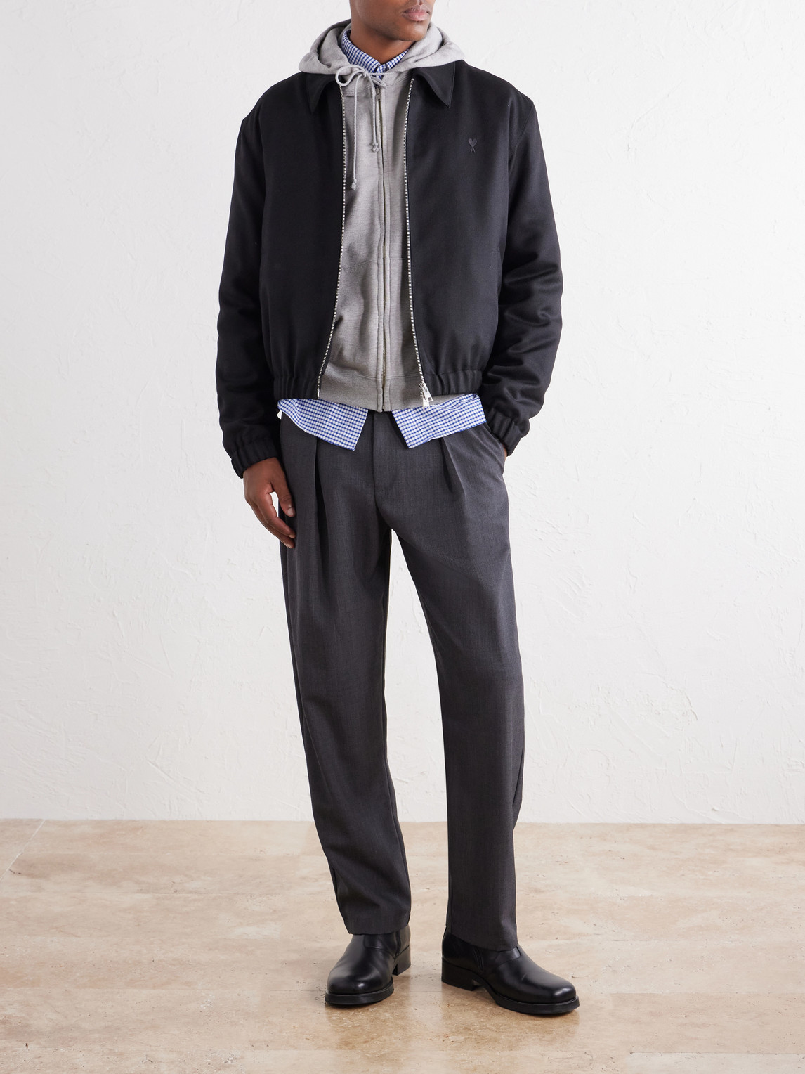 Ami De Coeur Logo-Embroidered Virgin Wool-Gabardine Jacket