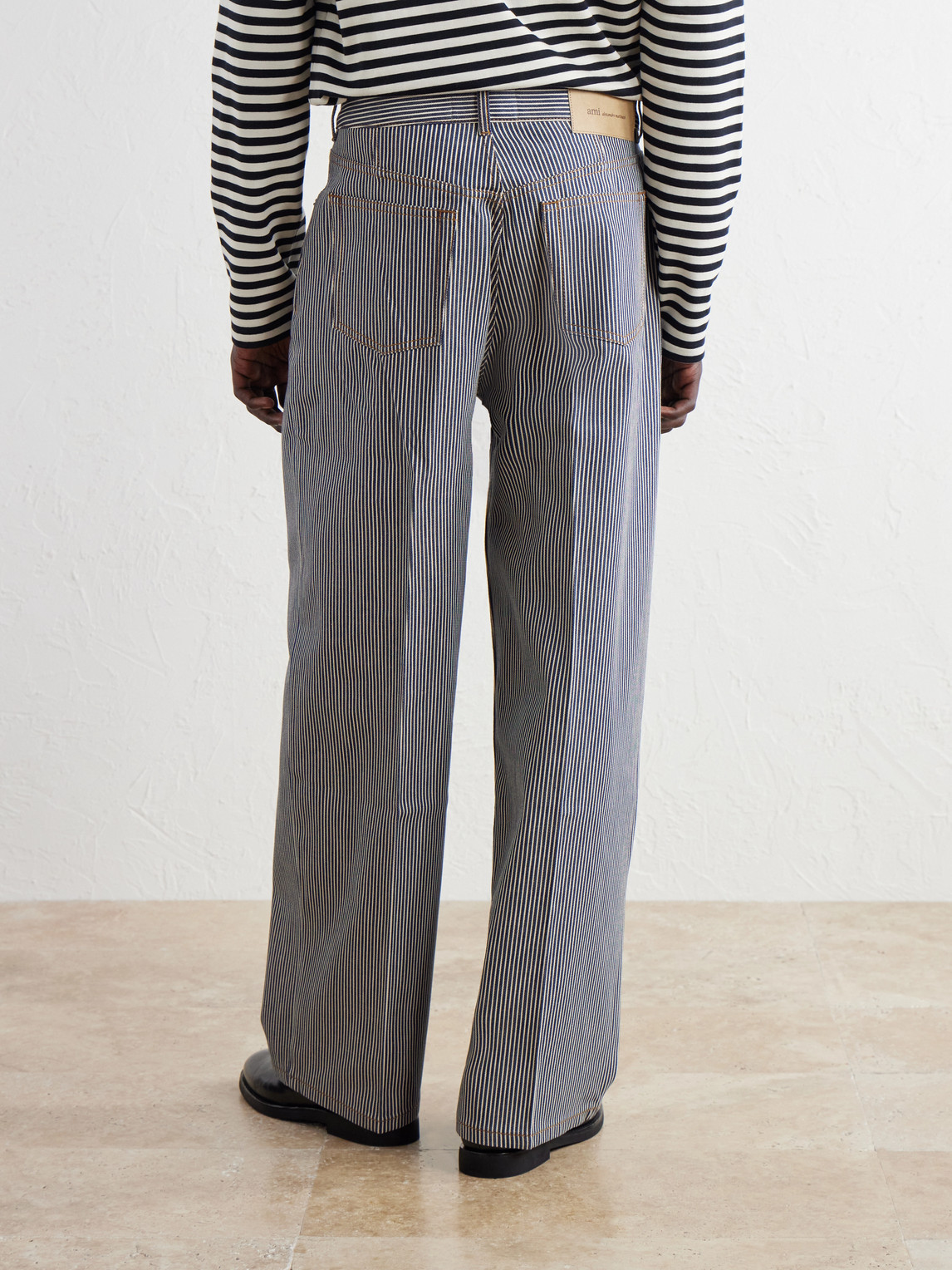 Wide-Leg Striped Jeans