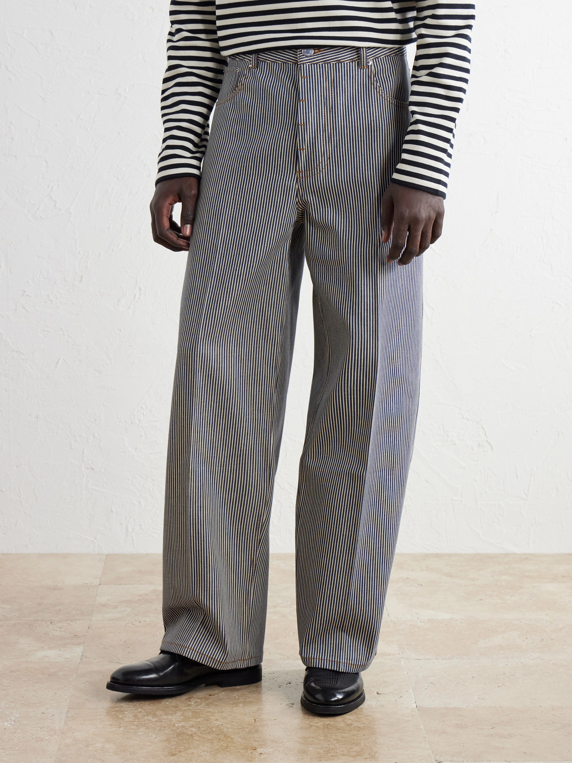 Wide-Leg Striped Jeans