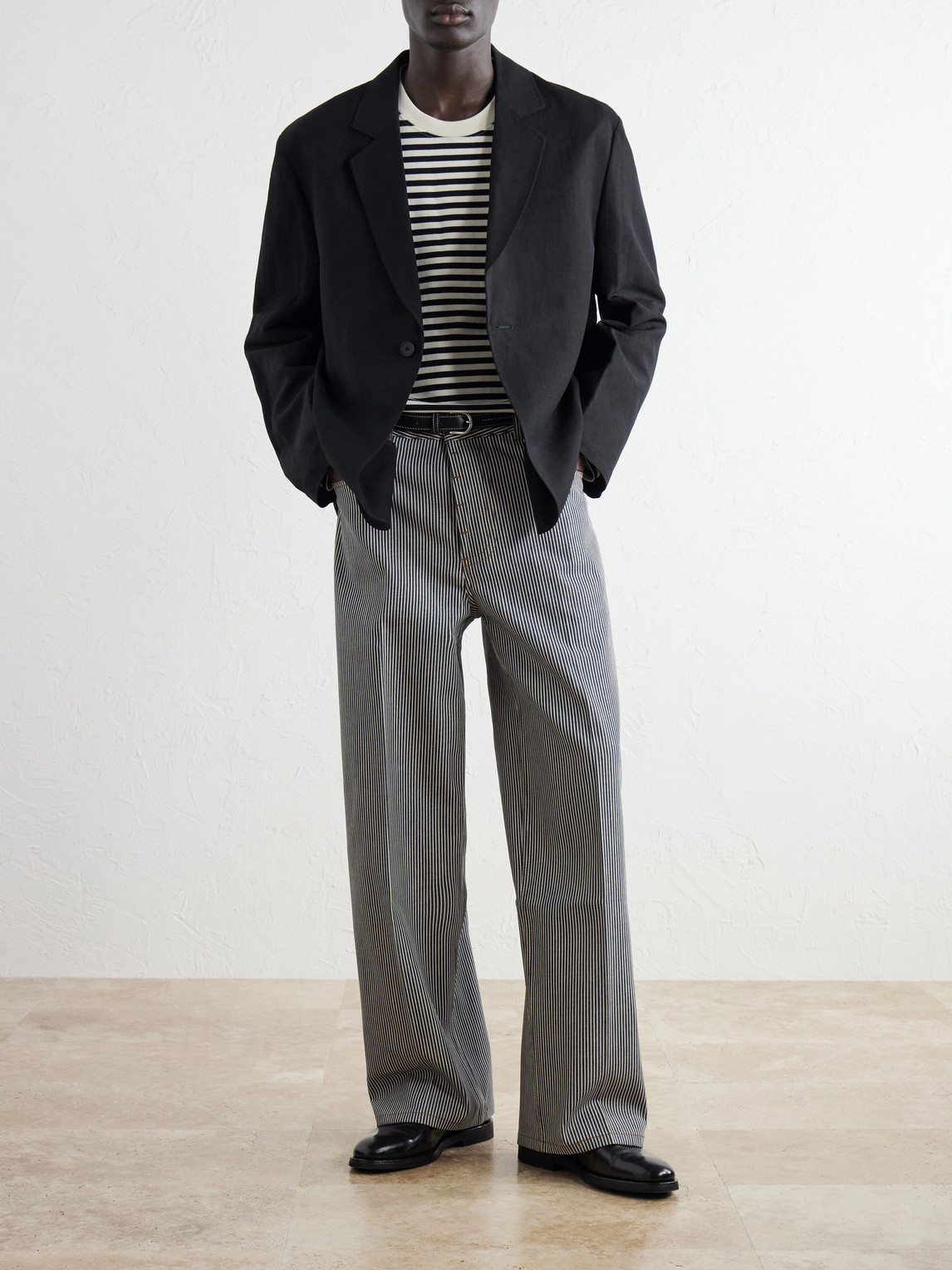 Wide-Leg Striped Jeans