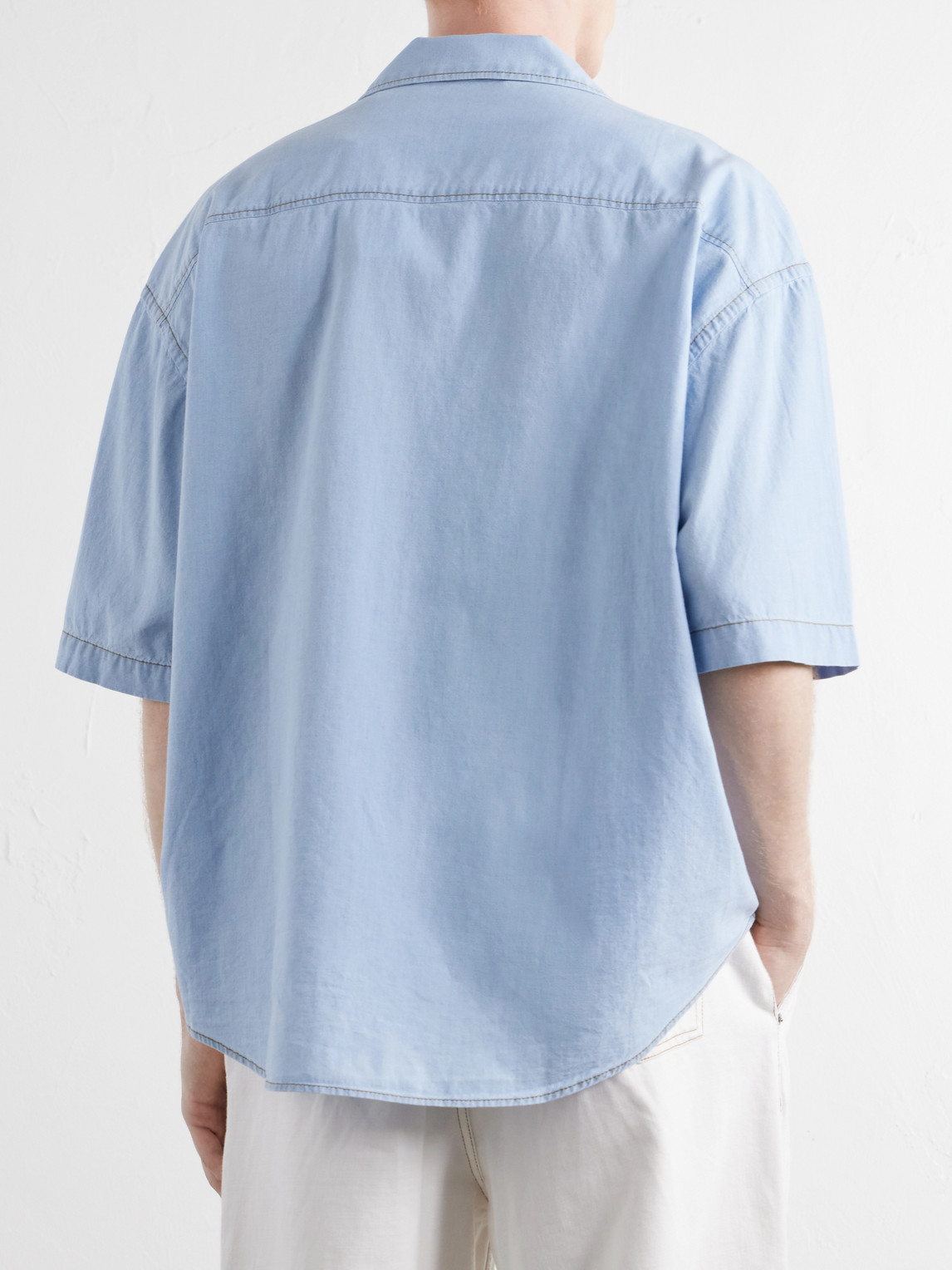 Logo-Embroidered Cotton-Chambray Shirt