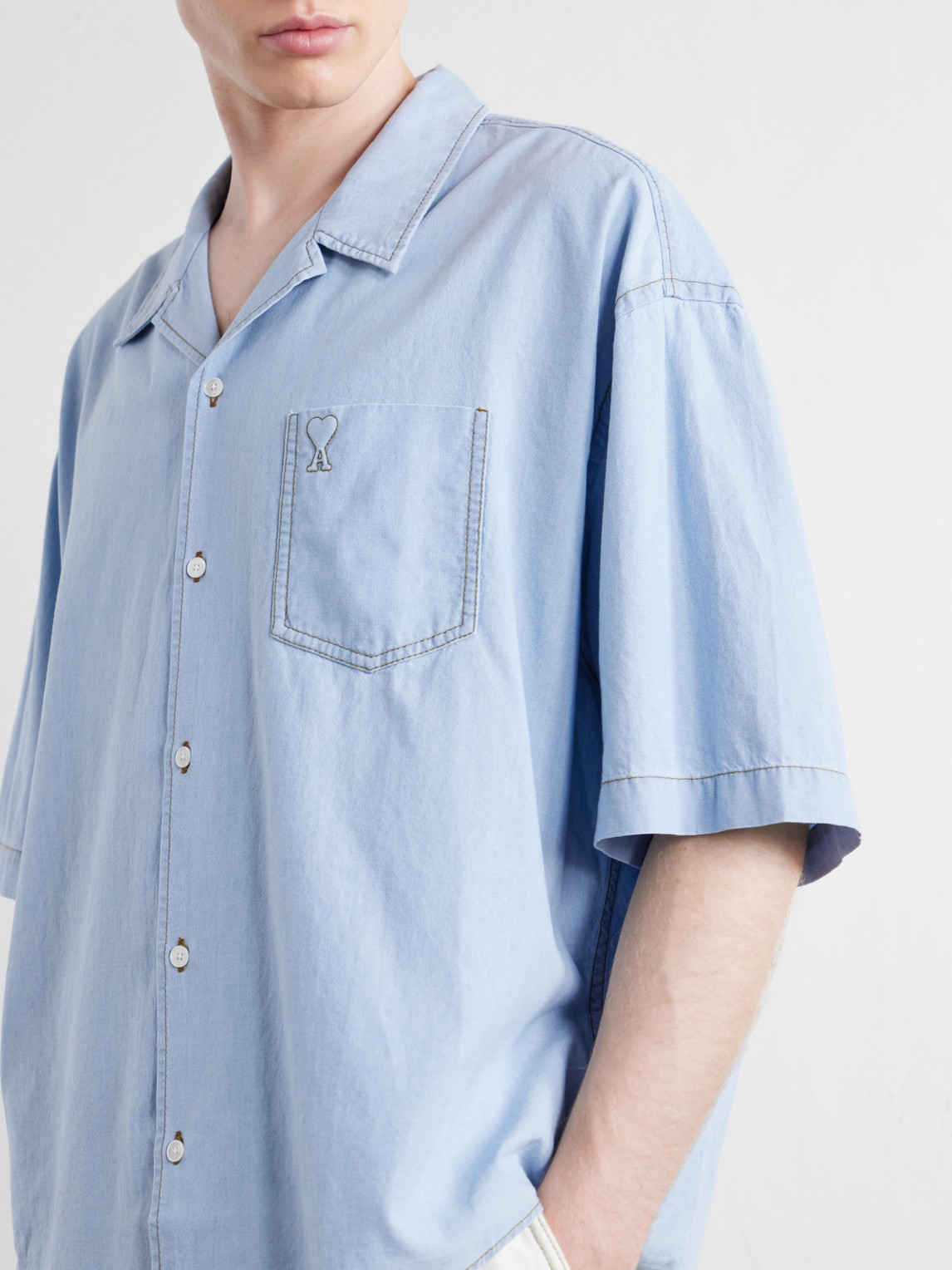 Logo-Embroidered Cotton-Chambray Shirt